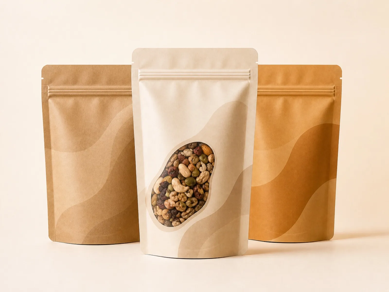 Food & grocery pouches using zipper profiles