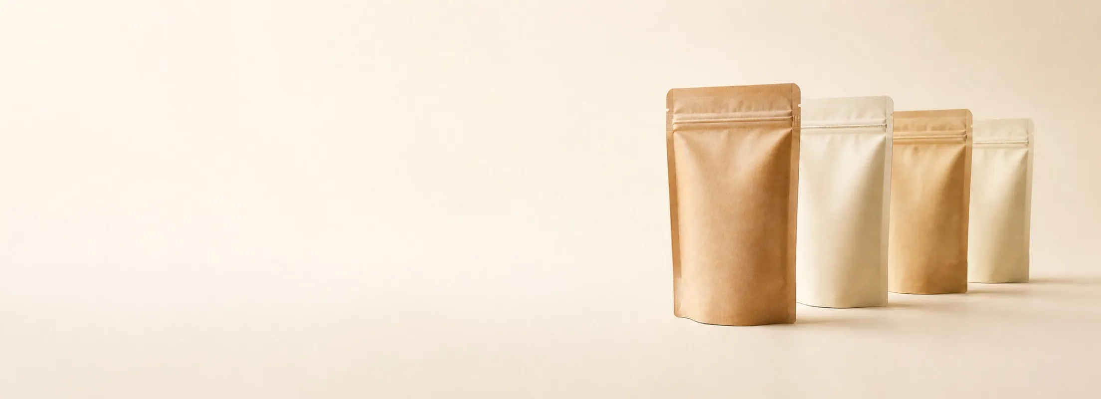Finished reclosable pouches running off the packing line